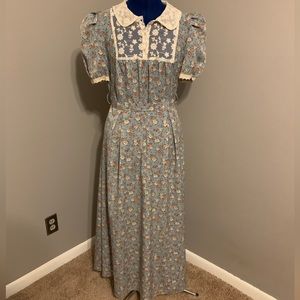 Shein Floral Cottagecore Lace Collar Maxi Dress